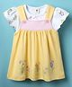 ToffyHouse Knitted Woven Half Sleeves Inner T-Shirt & Frock with Floral Print - Yellow & White