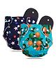 Devico Leakage Proof  Washable & Reusable Cloth Diaper with 5 Layer High Absorbent and Quick Dry Pads Nappy Freesize Pack of 2- Multicolor
