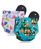 Devico Leakage Proof  Washable & Reusable Cloth Diaper with 5 Layer High Absorbent and Quick Dry Pads Nappy Freesize Pack of 2- Multicolor