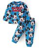 Babyhug Disney Single Jersey Knit Full Sleeves Night Suit With Mickey Mouse Print - Blue