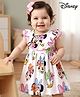 Babyhug Disney Single Jersey Knit Frill Sleeves Minnie & Friends Printed Frock with Bloomer & Frill Detailing - White