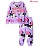 HoneyHap Disney Terry Knit Full Sleeves T-Shirt & Lounge Pant Set with Minnie Mouse Graphics - Lavender