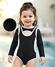 Mark & Mia Full Sleeves V Cut Swimsuit with Tape Detailing - Black