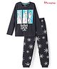 HoneyHap Disney Single Jersey Knit Full Sleeves Night Suit With Elsa & Friends Graphic - Black