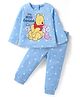 Babyhug Disney Single Jersey Knit Full Sleeves Night Suit with Winnie the Pooh Graphics - Light Blue
