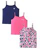 Pine Kids Knit Singlet Slips With Floral Print Pack of 3 - Navy Blue Pink & White