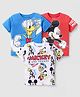 Babyhug Disney Single Jersey Knit Half Sleeves  T-Shirts With Mickey Mouse Graphics Pack Of 3 - Red White & Blue