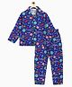 Campana Rayon Woven Full Sleeves Space Adventure Printed Night Suit - Blue