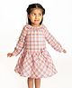 Campana 100% Cotton Full Sleeves Plaid Checks Drop Waist Dress - Multicolour