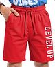 Pine Kids Looper Knit Above Knee Length Shorts With Text Print - Red