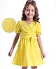 Hola Bonita Knit Half Sleeves Knee Length  Dress  - YELLOW