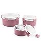 Classic Essentials Stainless Steel Microwave Safe Leak & Spill Proof Food Storage, Pink 3 Containers Lunch Box (2000 ml)