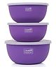 Classic Essentials Stainless Steel Storage Bowl Microwave Safe Mixing Bowl Set Of 3 Purple (500ml, 750ml,1250ml), (Pack of 3, Purple, White)