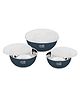 Classic Essentials Stainless Steel Storage Bowl Microwave Safe Mixing (500ml, 750ml,1250ml), (Pack of 3, Dark Blue, White)