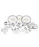 Classic Essentials Pack of 32 Stainless Steel Stainless Steel Vriksha Dinner set ,32-Pieces,Silver -Heavy Gauge with Permanent Laser Design Dinner Set (Silver)