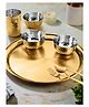 Classic Essentials Pack of 28 Stainless Steel High Grade Golden PVD Coating Hammered Dinner Set | Serve for 4 Dinner Set (Gold)