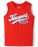 Babyhug Cotton Knit Sleeveless Tank T-Shirt With Newport Beach Text Print - Red