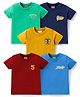 Babyhug Cotton Knit Half Sleeves T-Shirts with Nyc Text Print Pack of 5 - Navy Blue & Dark Red