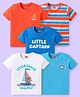 Babyhug Cotton Knit Half Sleeves T-Shirts with Nautical Theme Print & Stripes Pack of 5 - Multicolor