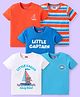 Babyhug Cotton Knit Half Sleeves T-Shirts with Nautical Theme Print & Stripes Pack of 5 - Multicolor