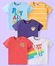 Babyhug Cotton Knit Half Sleeves  T-Shirts with Stripes & Text Print Pack of 5 - Blue Red & Yellow