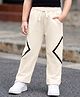 Kookie Kids Cotton Knit Full Length Wide Leg Side Tape Lounge Pant With Pockets - Cream