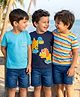 Babyhug Cotton Knit Half Sleeves T-Shirt with Stripes & Animal Print Pack Of 3 - Light Blue & Navy Blue