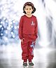 Kids Cave Full Sleeves Art Moment Text Printed Coordinating Sweatshirt & Track Pants Set - Maroon