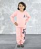 Kids Cave Full Sleeves Art Moment Text Printed Coordinating Sweatshirt & Track Pants Set - Pink