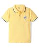 Primo Gino Cotton Knit Half Sleeves Polo T-Shirt with Palm Tree Print-Yellow