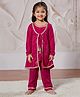 Vastramay Georgette Full Sleeves Floral Embroidered & Lace Embellished Kurta Salwar With Jacket Set - Fuchsia Pink