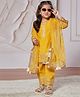 Vastramay Silk Blend Three Fourth Sleeves Lace Embellished Kurta Pant With Dupatta Set - Yellow