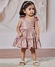 Vastramay Sleeveless Pearls Embellished Bow Applique Detailed Tiered Dress - Pink