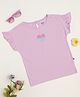 Milou Cotton Frill Sleeves Bio Washed Heart Printed Top - Pink