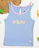 Milou Cotton Sleeveless Brand Name Printed Bio Washed Tank Top - Blue