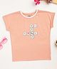 Milou Cotton Short Sleeves Bio Washed Typography Printed Tee - Peach