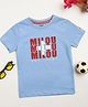 Milou Cotton Half Sleeves Bio Washed Brand Name Printed Tee - Blue