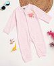 Milou Cotton Full Sleeves Bio Washed Bird Printed Romper - Pink