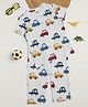 Milou Cotton Half Sleeves Bio Washed Car Printed Coordinating Tee & Pajama Set - White