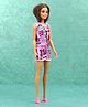 Barbie Fashion Doll with Straight Hair Wearing Removable Pink  Dress Logo Dark Pink - Height 32 cm