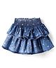 Babyhug Mid Thigh Frilled Denim Skirt With Polka Dot Print - Blue