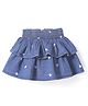 Babyhug Mid Thigh Frilled Denim Skirt With Heart Print - Blue
