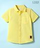Kookie Kids India Kookie Kids Cotton Linen Blend Woven Half Sleeves Slim Fit Solid Shirt with Badge - Yellow