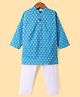 Teentaare Cotton Woven Full Sleeves Kurta Pyjama Set With Floral Print - Blue