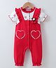 Mark & Mia Half Sleeves Cherry Printed Romper With Lace Detailing & Crochet Applique - Red