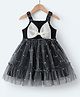 Mark & Mia Sleeveless Party Frock With Glitter Print & Bow Applique - Black
