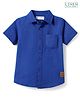 Kookie Kids India Kookie Kids Cotton Linen Blend Woven Half Sleeves Slim Fit Solid Shirt with Badge - Navy Blue