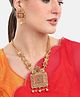 Mansiyaorange Matte Floral Design Kundan Stones Rani Haar Jewellery Sets - Golden