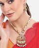 Mansiyaorange Gold-Plated Floral Kundan Kempu Pearl AD Studded & Beaded Jewellery Set - Golden