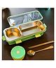 SCHOOLISH One Compartment Lunch Box 600ml + 150ml with Spoon and Chopstick + Bowl, 304 SUS Stainless Steel Bento Box for Office and School- PACK OF 1- (Color May Vary)